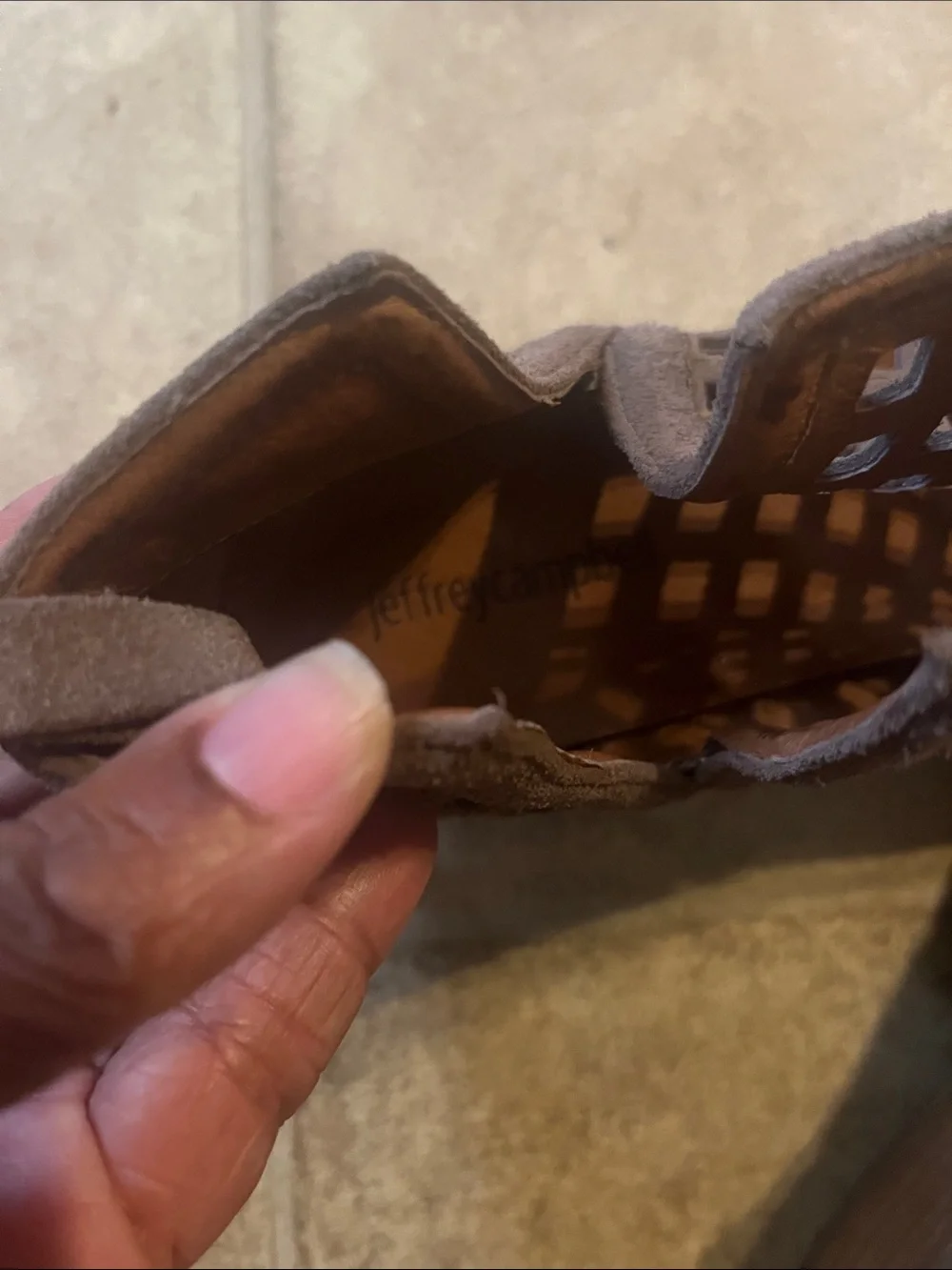 Jeffrey Campbell The Taggert Taupe Suede Open Weave Boho Leather Ankle Festival